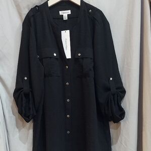 Calvin Klein Black Button-Up Shirt Dress